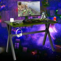 Costway - Gaming Desk with Cup Holder - Black - Alternate Views