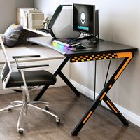 Costway - Gaming Desk Computer Desk PC Laptop Table Workstation Home Office Ergonomic New - Black - Alternate Views