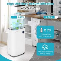 Costway 4500 Sq. Ft Dehumidifier for Home & Basements, 73-Pint Quiet Dehumidifier with 5 Modes - ... - Alternate Views