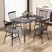 Costway 5 PCS Dining Table Set for 4 Rectangular Kitchen Table & 4 Chairs w/ Metal Frame - Grey Oak - Alternate Views