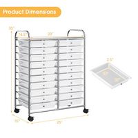 Costway - 20 Drawers Rolling Cart Storage Scrapbook Paper Studio Organizer - Clear - Alternate Views