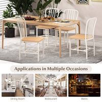Costway Dining Chairs Set of 2 High Back Chairs Metal Frame Footrests Kitchen - White/Natural - Alternate Views