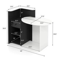 Costway - Front Reception Desk with Open Shelf and Lockable Drawer - Black and White - Alternate Views