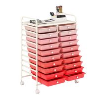 Costway - 20 Drawers Rolling Storage Cart Art Craft Organizer on Wheels Multipurpose - Gradient Pink - Alternate Views