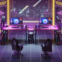 Bestier 44-Inch Gaming Desk with RGB LED Lights Computer Desk Featuring 4-Tier Storage Shelves an... - Alternate Views