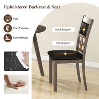 Costway Upholstered Dining Chair Set of 4 Armless Chair with Padded Backrest & Seat - Cappuccino,... - Alternate Views
