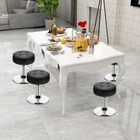 Costway Set of 3 Adjustable Metal Vanity Stool 360° Swivel Storage Makeup Chair with  Tray - Black - Alternate Views