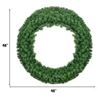 Costway 48'' Pre-lit Cordless Artificial Christmas Wreath 714 Tips w/ 200 LED Light&Timer - Green - Alternate Views