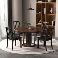 Costway Wood Dining Chair Set of 2 with Rubber Wood Legs Curved Backrest for Kitchen - Black - Alternate Views