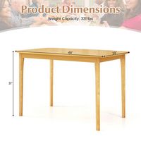 Costway 48'' Wooden Dining Table Rectangular Farmhouse Kitchen with Solid Rubber Wood Legs - Natural - Alternate Views
