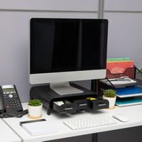 Mind Reader - Monitor Stand, 3 Storage Drawers, Desktop Organizer, Riser, Office, 13.5