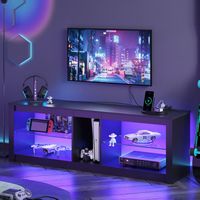 Bestier TV Stand with Power Outlets and Storage, LED Entertainment Center for TVs up to 60inch - ... - Alternate Views