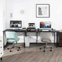 Costway - L-Shaped Reversible Computer Desk with Monitor Stand - Black - Alternate Views