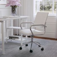 Martha Stewart - Piper Ribbed Faux Leather Office Chair - White Faux Leather/Polished Nickel - Alternate Views