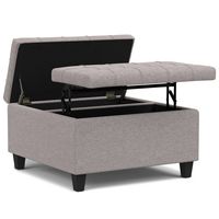 Simpli Home - Harrison Small Square Coffee Table Storage Ottoman - Cloud Grey - Alternate Views