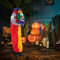 Costway - 4.5FT Grins Animatronic Clown Halloween Decoration - Multicolor - Alternate Views