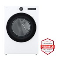 LG - 7.4 Cu. Ft. Smart Electric Dryer with Steam and Sensor Dry - White - Alternate Views