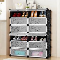 Costway - 12 Cubic Portable Shoe Rack Shelf Cabinet Storage Closet Organizer Home Furni - Silver+... - Alternate Views