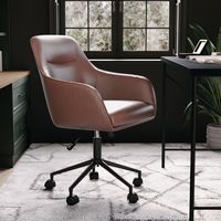 Martha Stewart - Rayna Faux Leather Office Chair - Saddle Brown Faux Leather/Oil Rubbed Bronze - Alternate Views