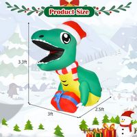 Costway 3.3' Christmas Inflatable Dinosaur Broke Out from Window Hanging Window Dinosaur - Multic... - Alternate Views
