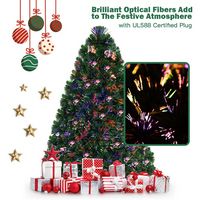 Costway - 3Ft Pre-Lit Fiber Optic PVC Christmas Tree Tabletop Plastic - Green - Alternate Views