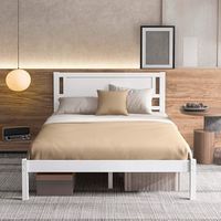 Costway - Full Wooden Platform Bed - White - Alternate Views