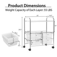 Costway - 4 Drawer Rolling Storage Cart Scrapbook Paper Office School Organizer - Clear - Alternate Views