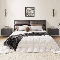 Costway 2 PCS Floating Nightstand with Drawer Storage Modern Floating Bedroom Shelf - Gray - Alternate Views