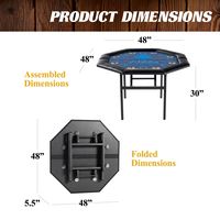 Barrington 48-in Poker Table with Folding Legs and Drink Holders for 8 Players Perfect for Game R... - Alternate Views