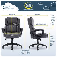 Serta - Garret Bonded Leather Executive Office Chair with Premium Cushioning - Space Gray - Alternate Views