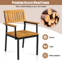 Costway Dining Chair Set of 4 with Acacia Wood Backrest Slanted Seat Comfortable Armrests - Natur... - Alternate Views
