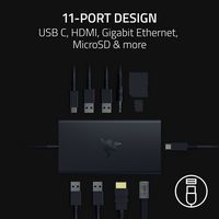 Razer - USB C Dock Station with 11 Ports - Black - Alternate Views