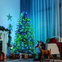 Costway - 6ft App-Controlled Pre-lit Christmas Tree Multicolor Lights w/ 15 Modes - Green - Alternate Views