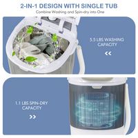 Costway - Portable Mini Counter Top Washing Machine 5.5 lb. Spin Basket Laundry - Grey and White - Alternate Views