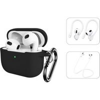 SaharaCase - Venture Series Silicone Combo Kit Case for Apple AirPods (3rd Generation) - Black - Alternate Views