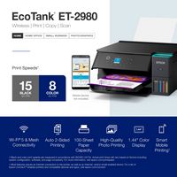 Epson EcoTank ET-2980 Wireless All-in-One Color Supertank Inkjet Printer - Black - Alternate Views