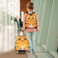 Costway - 2PCS Kids Carry On Luggage Set 16'' Tiger Rolling Suitcase with 12'' Backpack Travel Ye... - Alternate Views