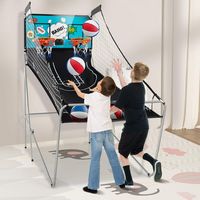 Costway - Dual Shot Basketball Arcade Game with 8 Game Modes Electronic Scoring - Green - Alternate Views