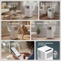 TCL - 250 Sq. Ft. 6,000 BTU Smart Portable Air Conditioner 3-in-1 with AC, Fan & Dehumidifier - W... - Alternate Views