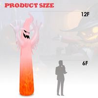 Costway - 12 Ft Halloween Inflatable Ghost Yard Decoration w/ Built-in LED Lights - White - Alternate Views