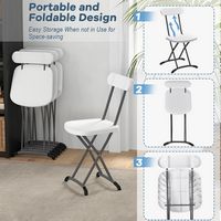 Costway 2-Pack Folding Chair with Metal Curved Feet Wide Seat & Ergonomic Backrest - White - Alternate Views