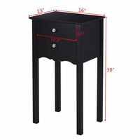 Costway - Side Table End Accent Table Night Stand with  2 Drawers Furniture - Black - Alternate Views