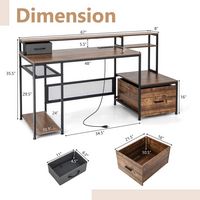 Costway - Computer Desk with Monitor Stand and File Drawer - 67