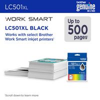 Brother - Genuine LC501XLBK High Yield Ink Cartridge - Black - Alternate Views