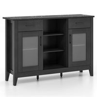 Costway Sideboard Buffet Cabinet with 2 Drawers 2 Doors 3 Open Compartments 4 Shelves - Black - Alternate Views