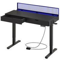 Bestier - Adjustable Standing Computer Desk with LED Light - Black - Angle