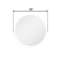 LOVMOR - 24 x 24 Inches Round Tempered Glass LED Bathroom Mirror with Anti-Fog & 3-Color Dimmable... - Angle