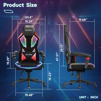 Bestier Ergonomic PU Breathable Mesh Lighting Gaming Chair - Red - Angle
