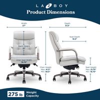 La-Z-Boy - Sonata Executive Mid-Back Bonded Leather Office Chair - Light Gray and Graphite - Angle