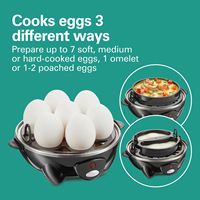 Hamilton Beach - 3-in-1 Egg Cooker with 7 Egg Capacity - Black - Angle